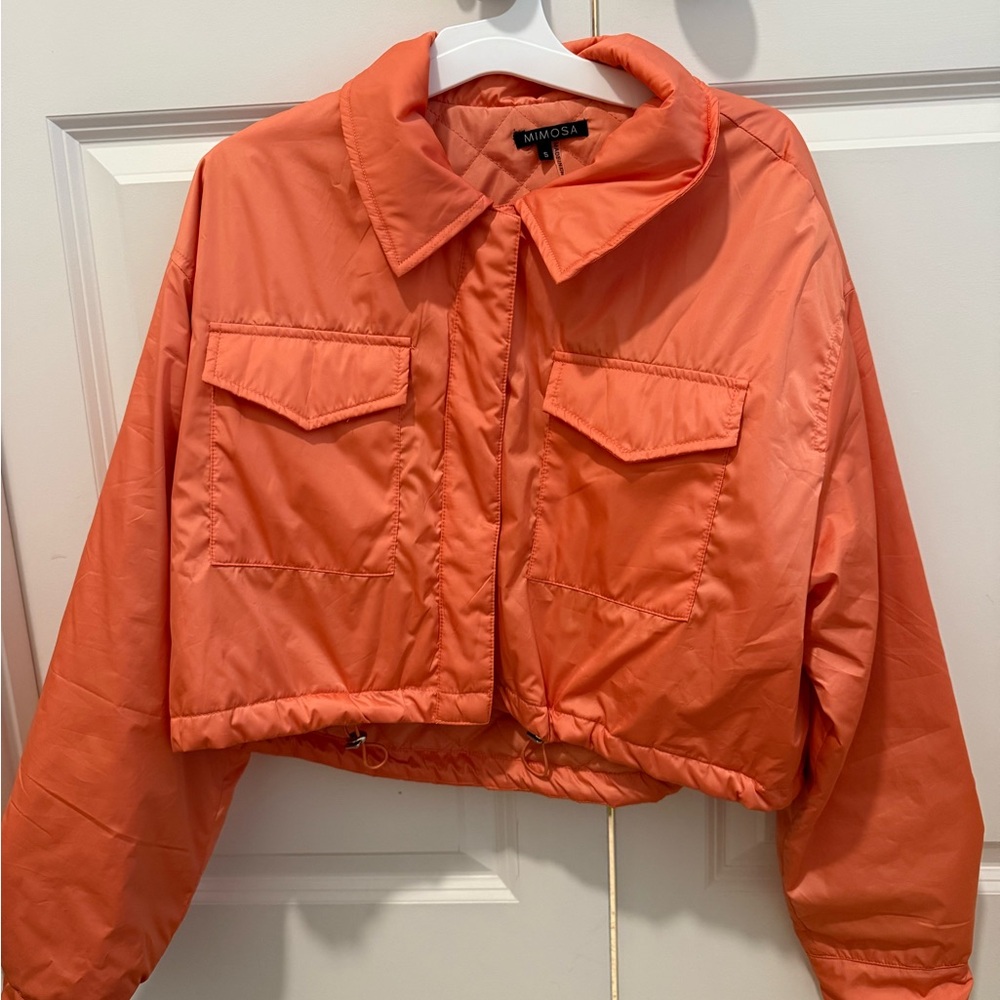 Women's Orange Cropped puffer Jacket